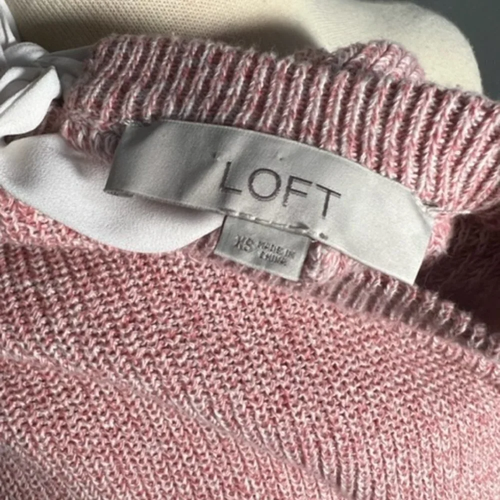 Loft Womens Light Pink Long Sleeve Lightweight Sweater 100% Cotton Size XS - Picture 6 of 7